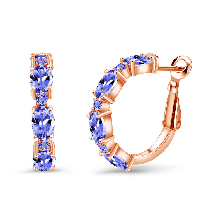 Tanzanite - December_Earrings in 925 Rose Gold Plated Silver