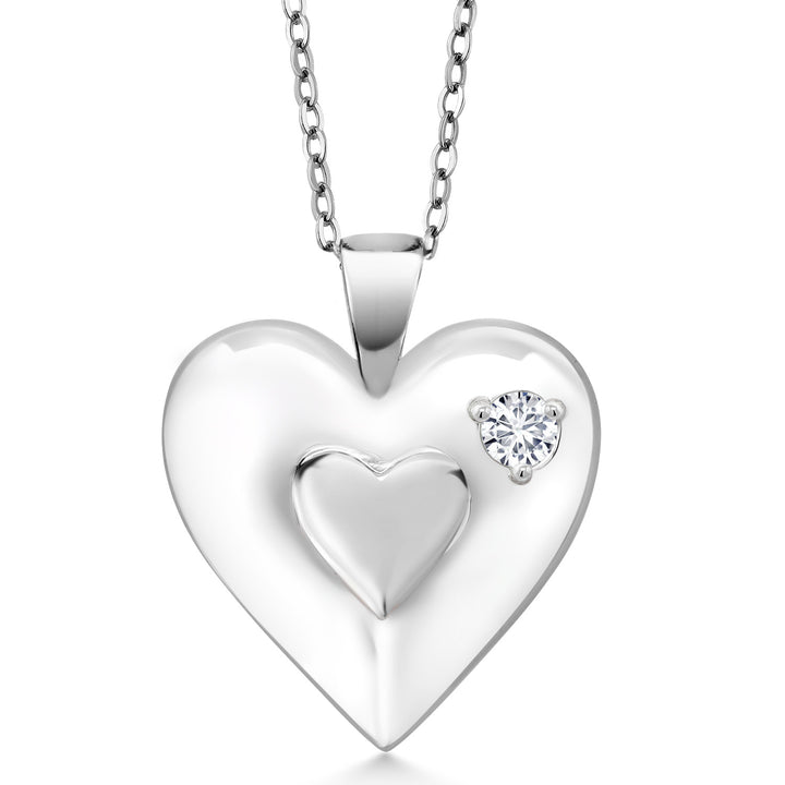 White Moissanite - April_Pendant in 925 Sterling Silver