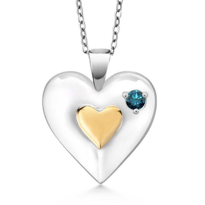 Blue Diamond - April_Pendant in 925 Yellow Gold Plated Silver