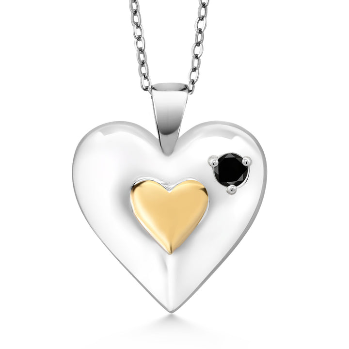 Black Diamond - April_Pendant in 925 Yellow Gold Plated Silver