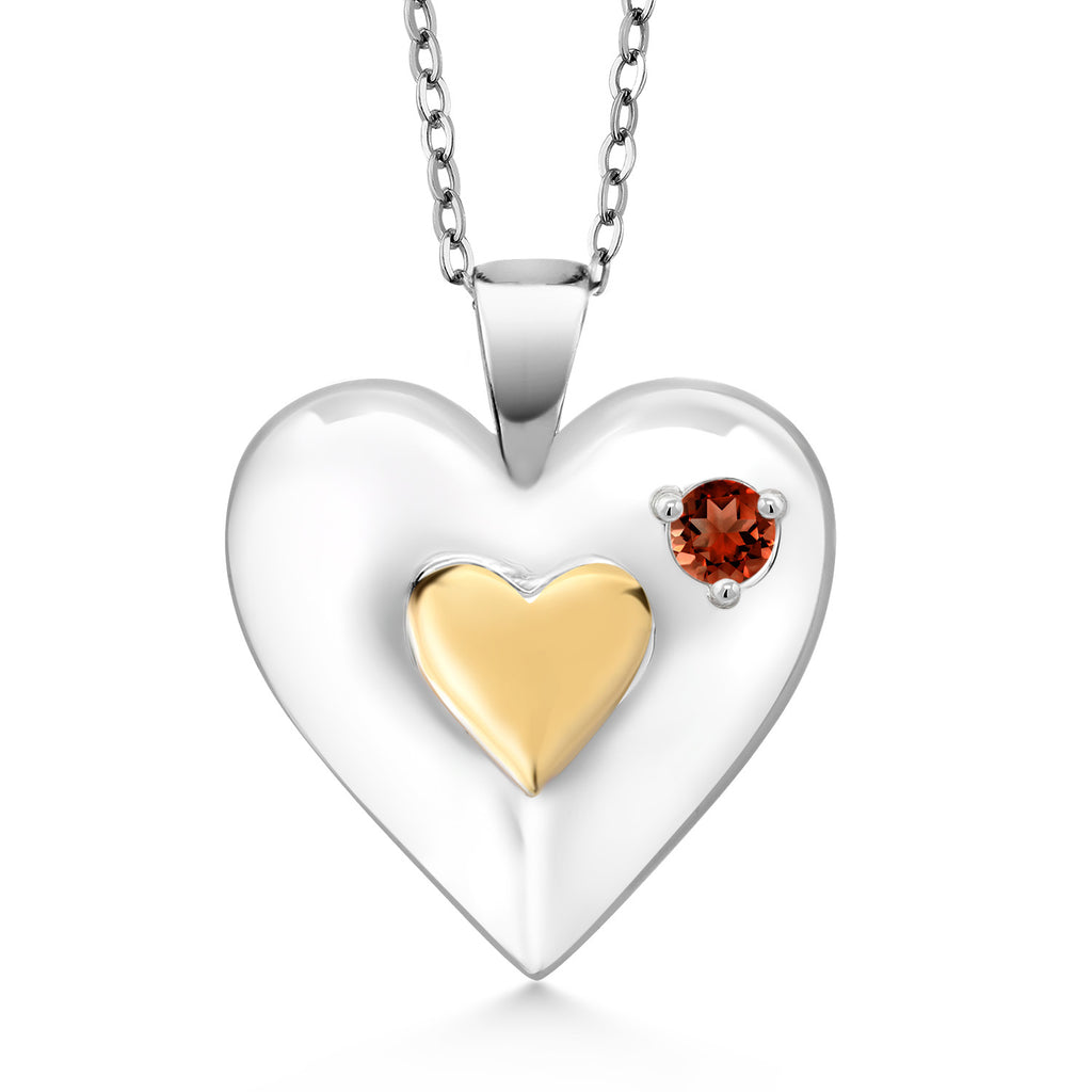 Garnet - January_Pendant in 925 Yellow Gold Plated Silver