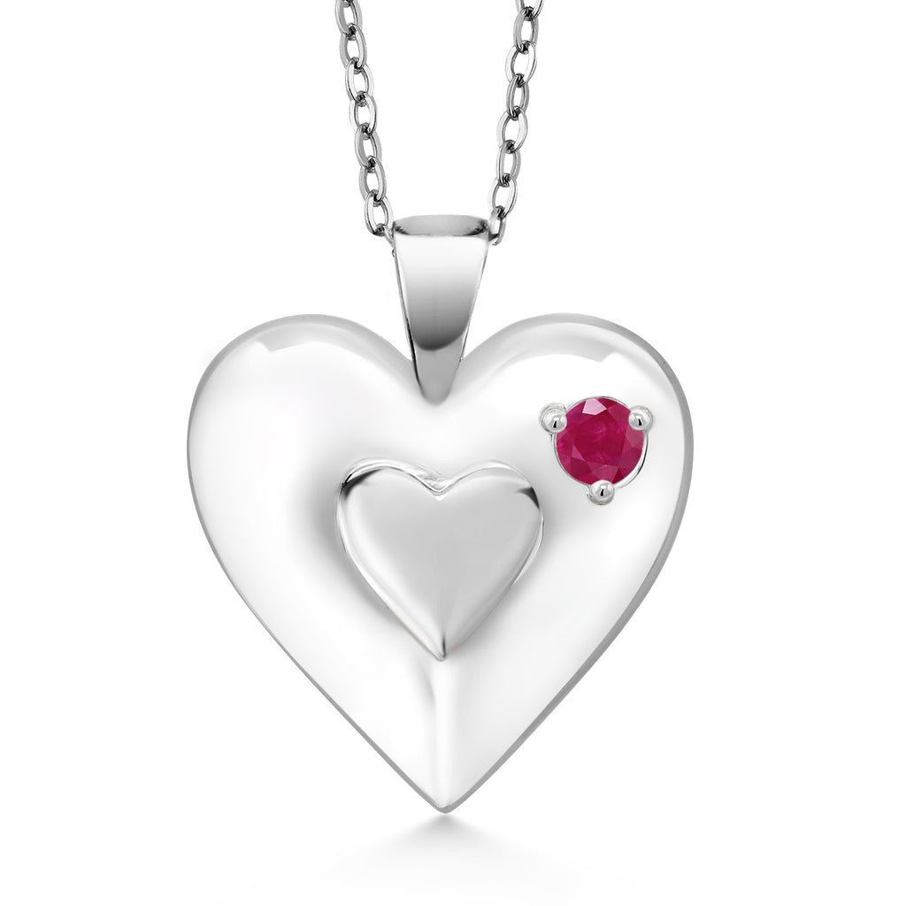 Ruby - July_Pendant in 925 Sterling Silver