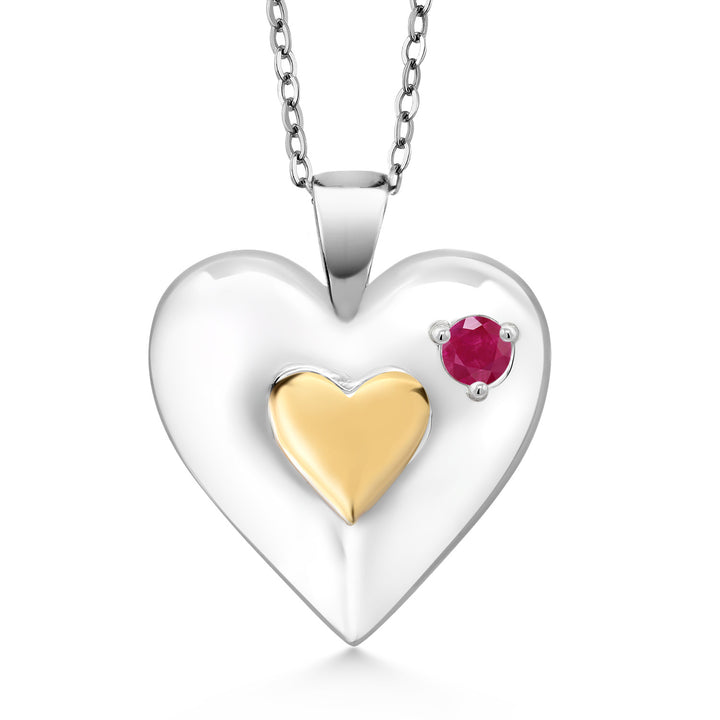 Ruby - July_Pendant in 925 Yellow Gold Plated Silver