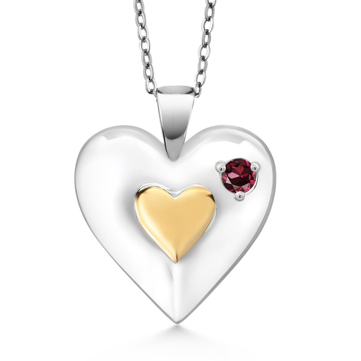 Rhodolite Garnet_Pendant in 925 Yellow Gold Plated Silver