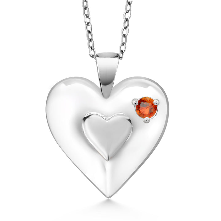 Orange Sapphire - September_Pendant in 925 Sterling Silver