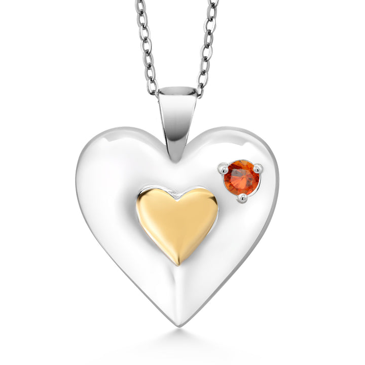 Orange Sapphire - September_Pendant in 925 Yellow Gold Plated Silver
