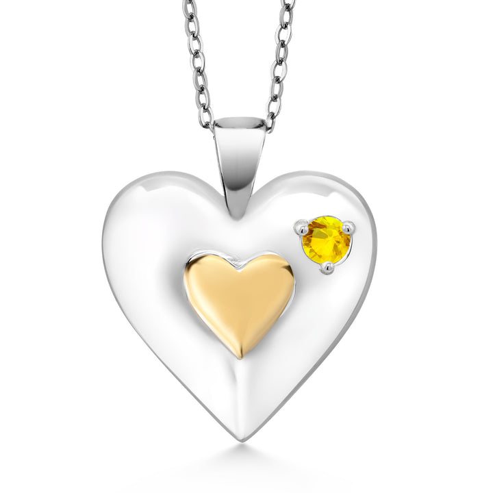 Yellow Sapphire - September_Pendant in 925 Yellow Gold Plated Silver
