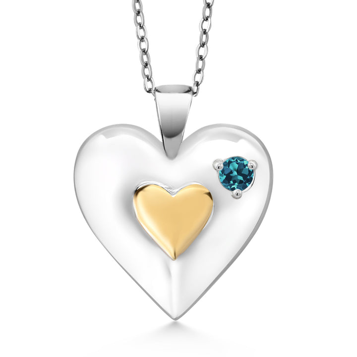 London Blue Topaz - November_Pendant in 925 Yellow Gold Plated Silver