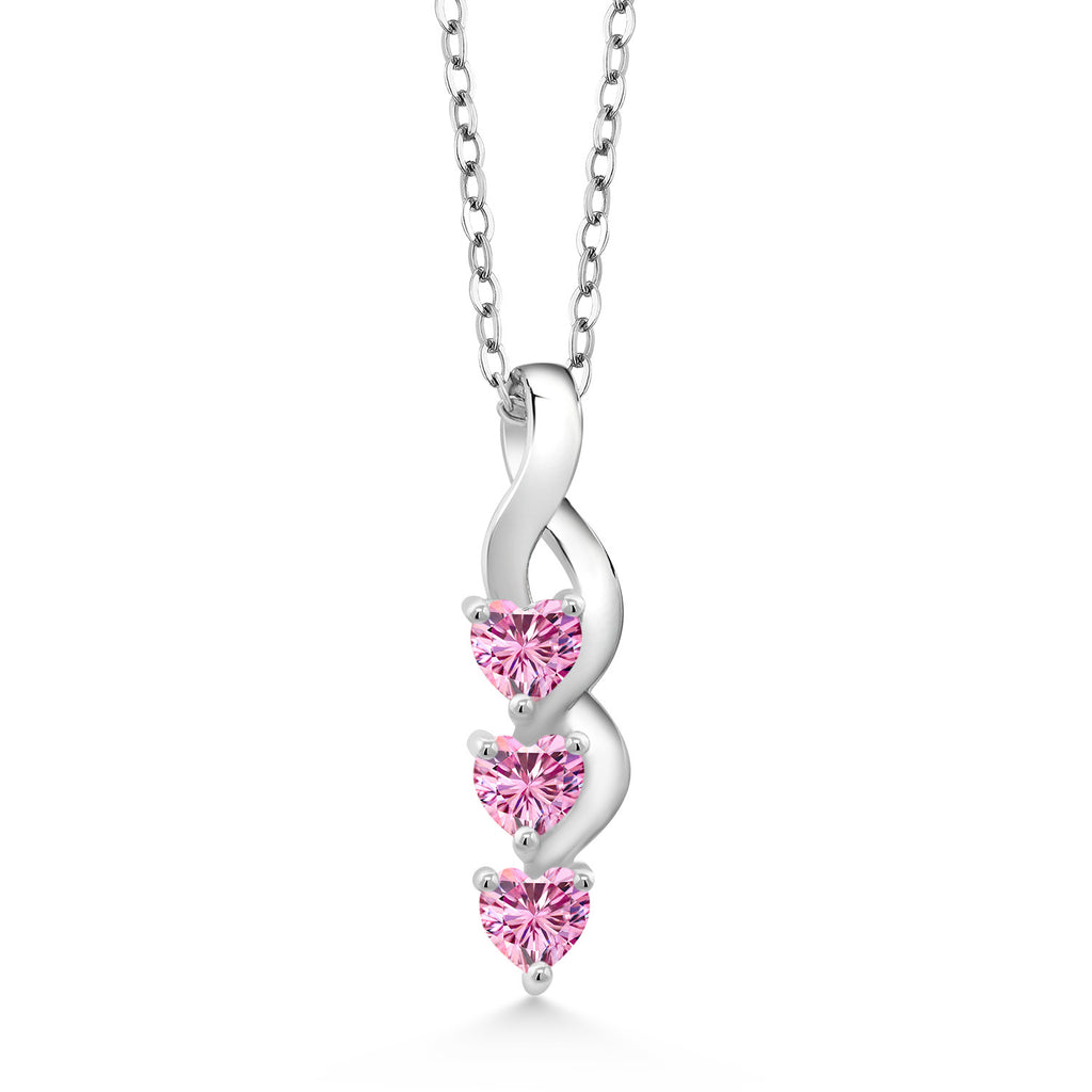 Pink Moissanite - April_Pendant in 925 Sterling Silver