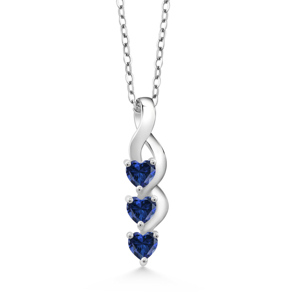 Created Sapphire - September_Pendant in 925 Sterling Silver