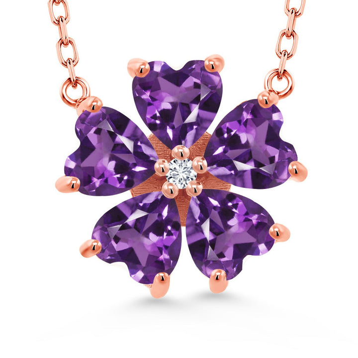Amethyst - February_925 Rose Gold Plated Silver_Necklace in 925 Rose Gold Plated Silver