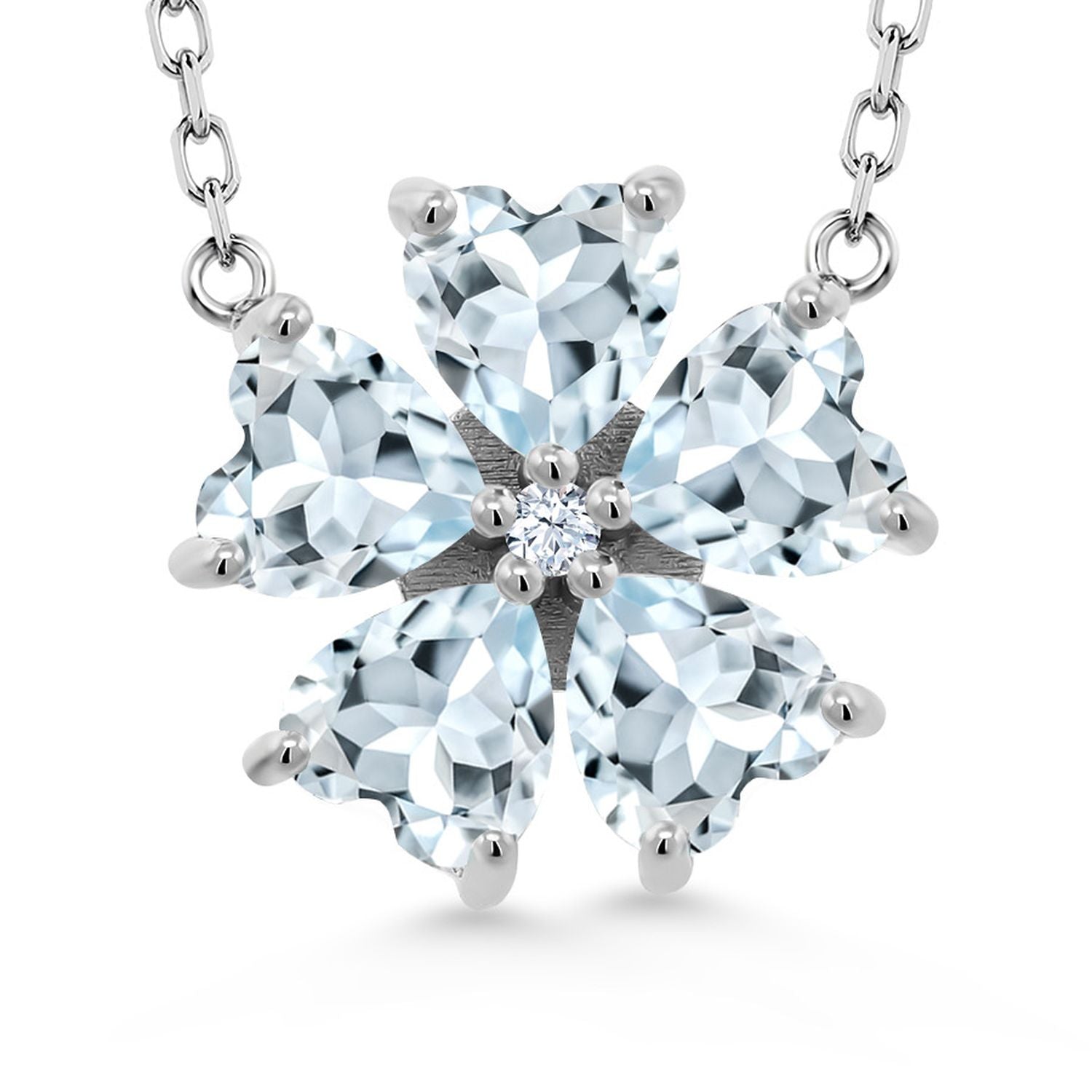 Aquamarine - March_925 Sterling Silver_Necklace in 925 Sterling Silver