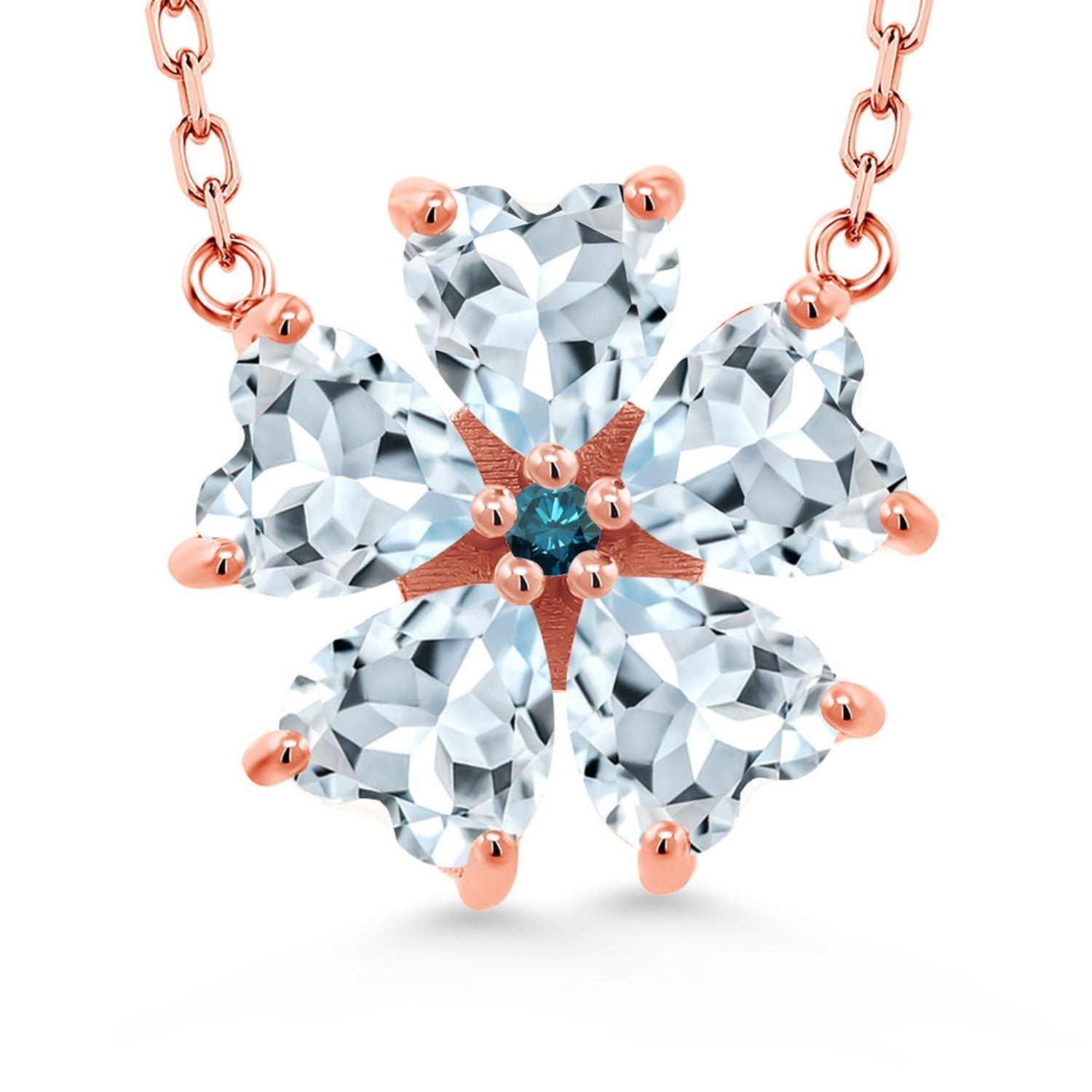 Aquamarine - March_925 Rose Gold Plated Silver_Necklace in 925 Rose Gold Plated Silver