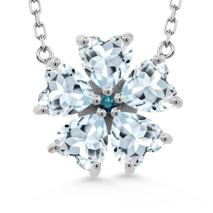 Aquamarine - March_925 Sterling Silver_Necklace in 925 Sterling Silver