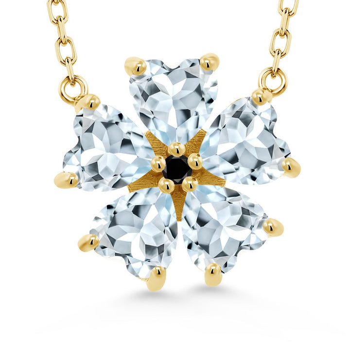 Aquamarine - March_925 Yellow Gold Plated Silver_Necklace in 925 Yellow Gold Plated Silver
