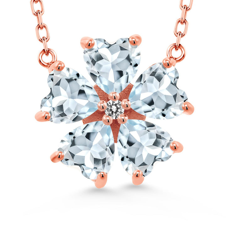 Aquamarine - March_925 Rose Gold Plated Silver_Necklace in 925 Rose Gold Plated Silver