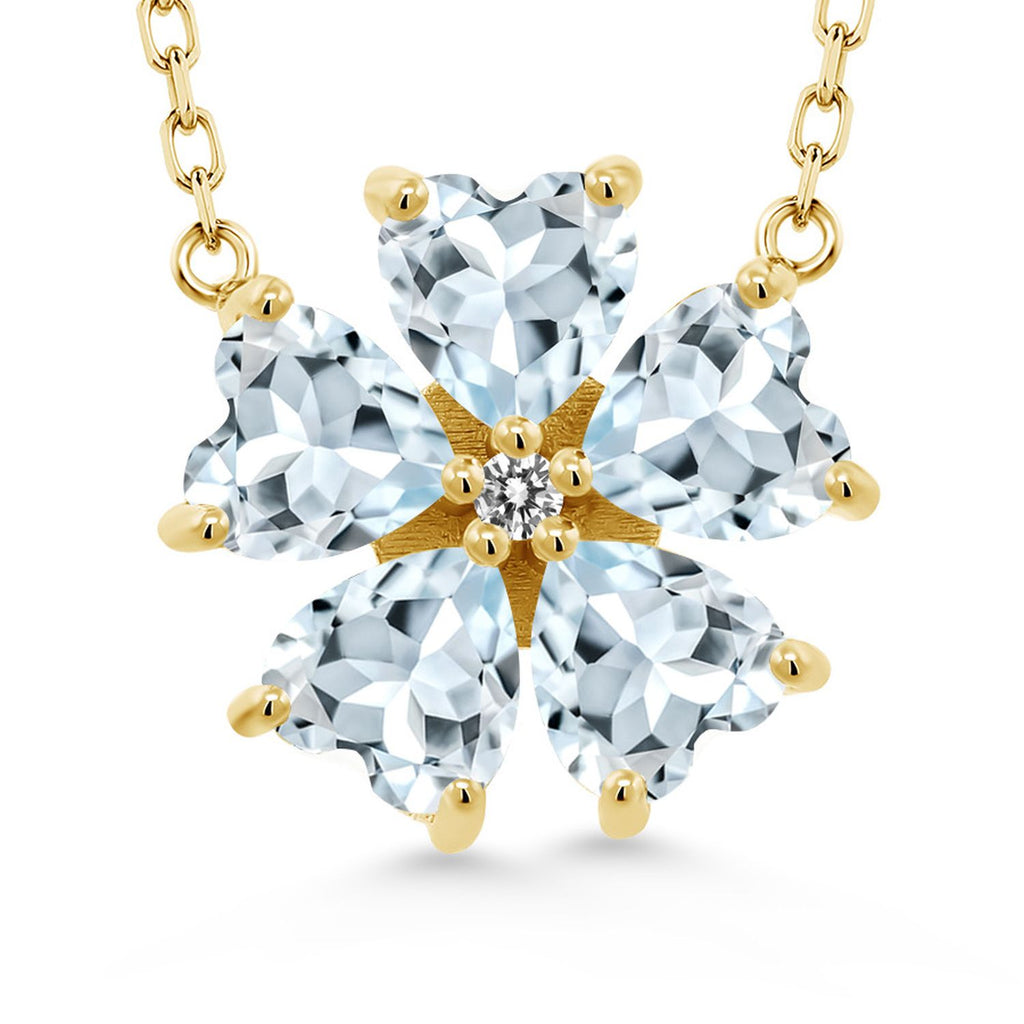 Aquamarine - March_925 Yellow Gold Plated Silver_Necklace in 925 Yellow Gold Plated Silver
