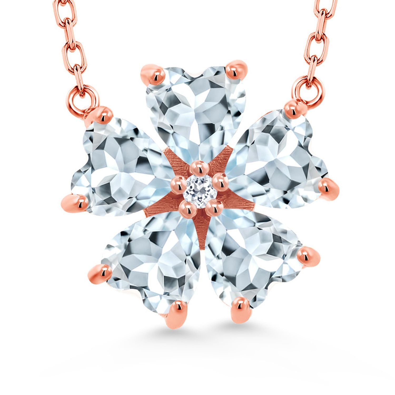 Aquamarine - March_925 Rose Gold Plated Silver_Necklace in 925 Rose Gold Plated Silver