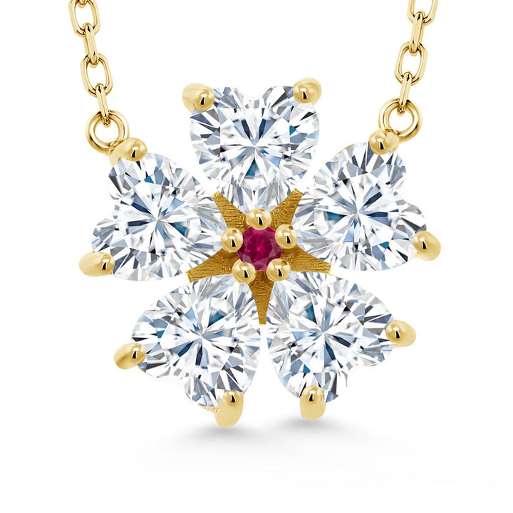 White Moissanite - April_925 Yellow Gold Plated Silver_Necklace in 925 Yellow Gold Plated Silver