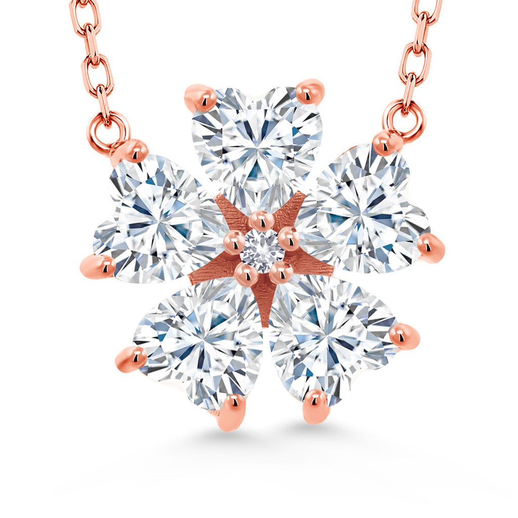 White Moissanite - April_925 Rose Gold Plated Silver_Necklace in 925 Rose Gold Plated Silver