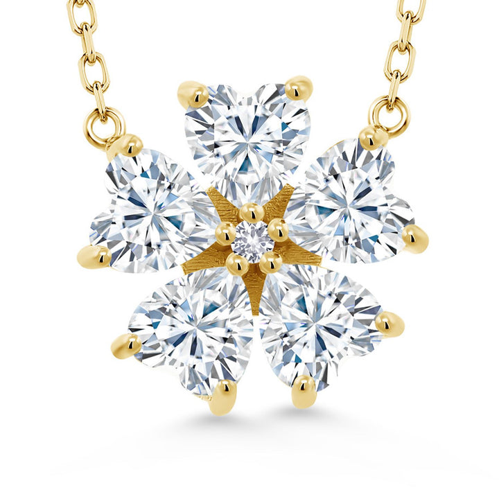 White Moissanite - April_925 Yellow Gold Plated Silver_Necklace in 925 Yellow Gold Plated Silver