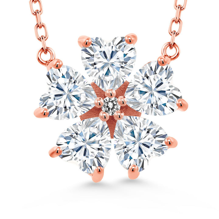 White Moissanite - April_925 Rose Gold Plated Silver_Necklace in 925 Rose Gold Plated Silver