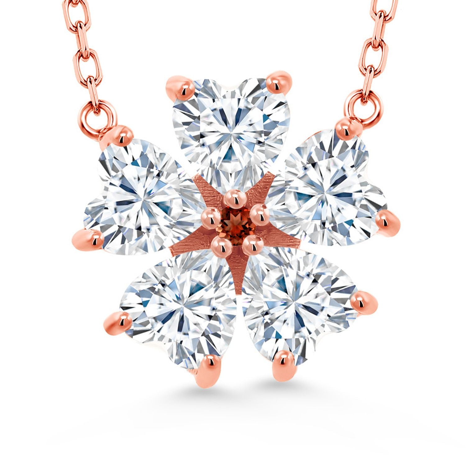 White Moissanite - April_925 Rose Gold Plated Silver_Necklace in 925 Rose Gold Plated Silver