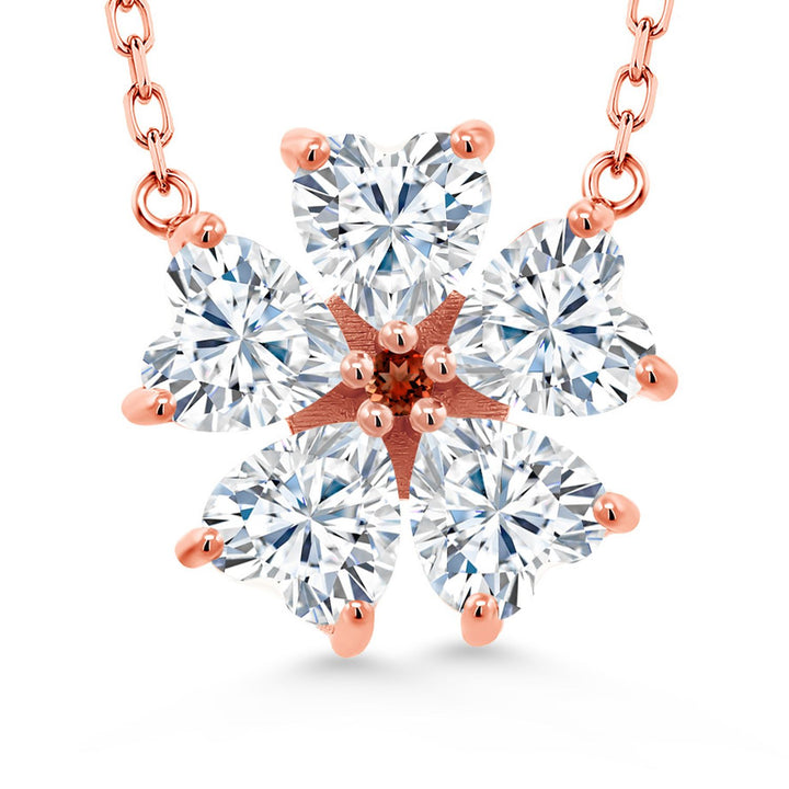 White Moissanite - April_925 Rose Gold Plated Silver_Necklace in 925 Rose Gold Plated Silver