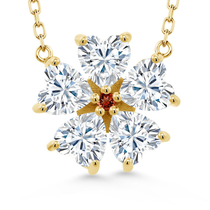 White Moissanite - April_925 Yellow Gold Plated Silver_Necklace in 925 Yellow Gold Plated Silver