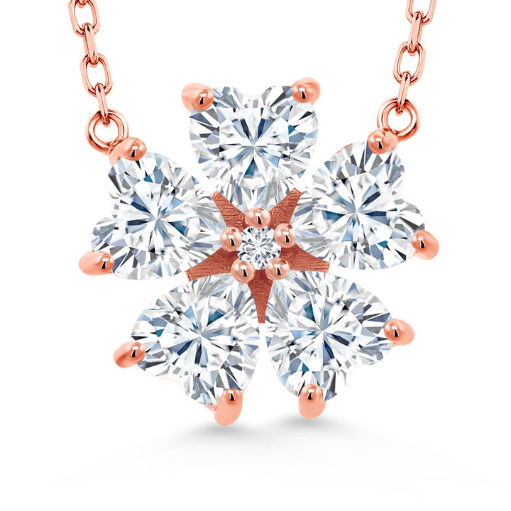 White Moissanite - April_925 Rose Gold Plated Silver_Necklace in 925 Rose Gold Plated Silver