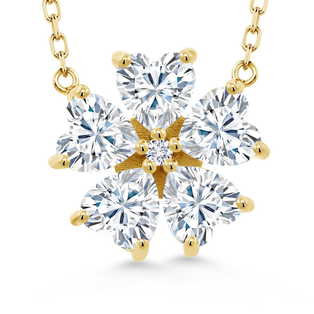 White Moissanite - April_925 Yellow Gold Plated Silver_Necklace in 925 Yellow Gold Plated Silver