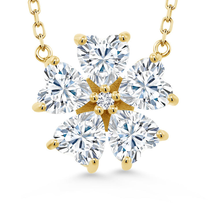 White Moissanite - April_925 Yellow Gold Plated Silver_Necklace in 925 Yellow Gold Plated Silver
