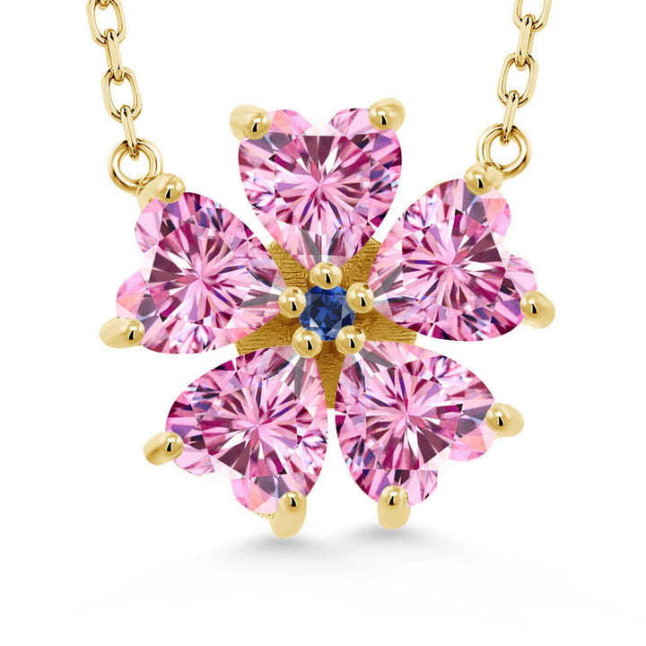 Pink Moissanite - April_925 Yellow Gold Plated Silver_Necklace in 925 Yellow Gold Plated Silver