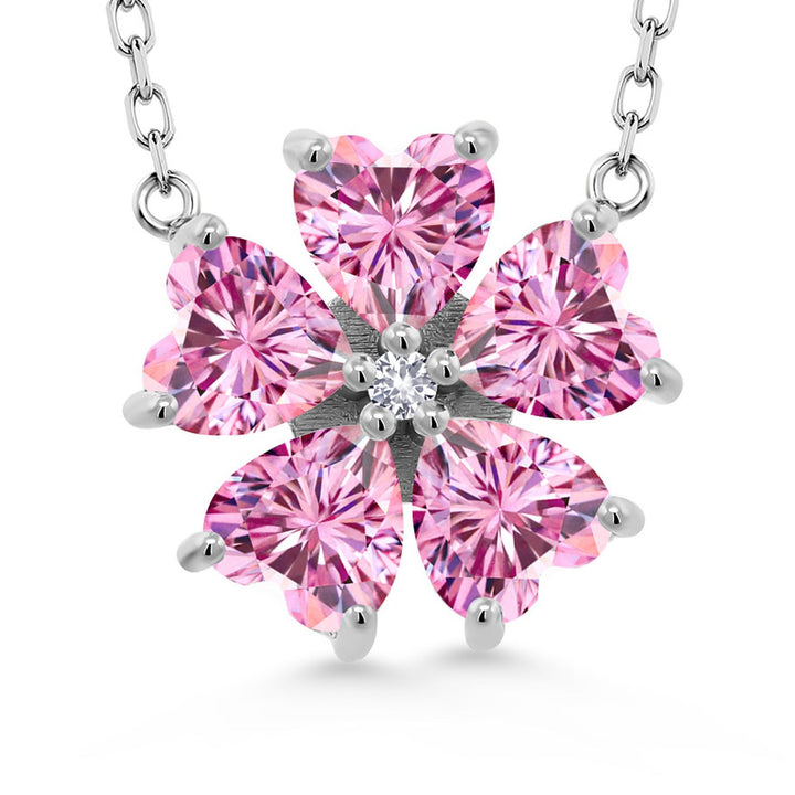 Pink Moissanite - April_925 Sterling Silver_Necklace in 925 Sterling Silver