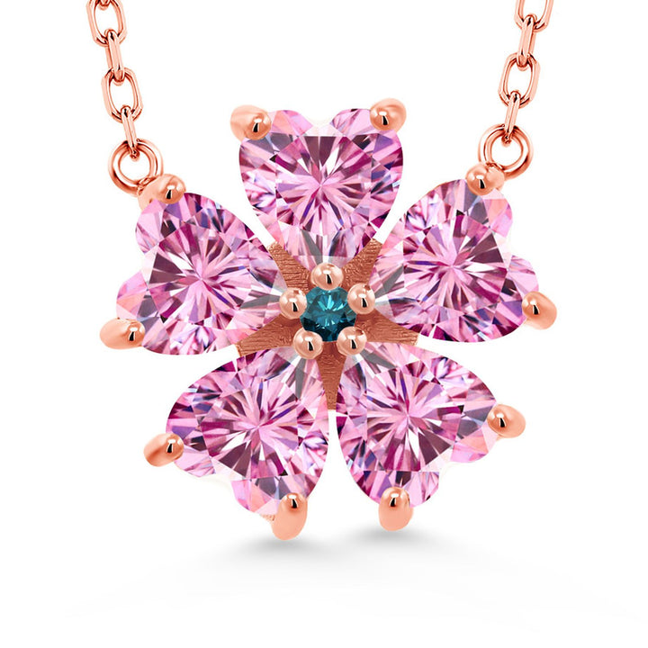 Pink Moissanite - April_925 Rose Gold Plated Silver_Necklace in 925 Rose Gold Plated Silver