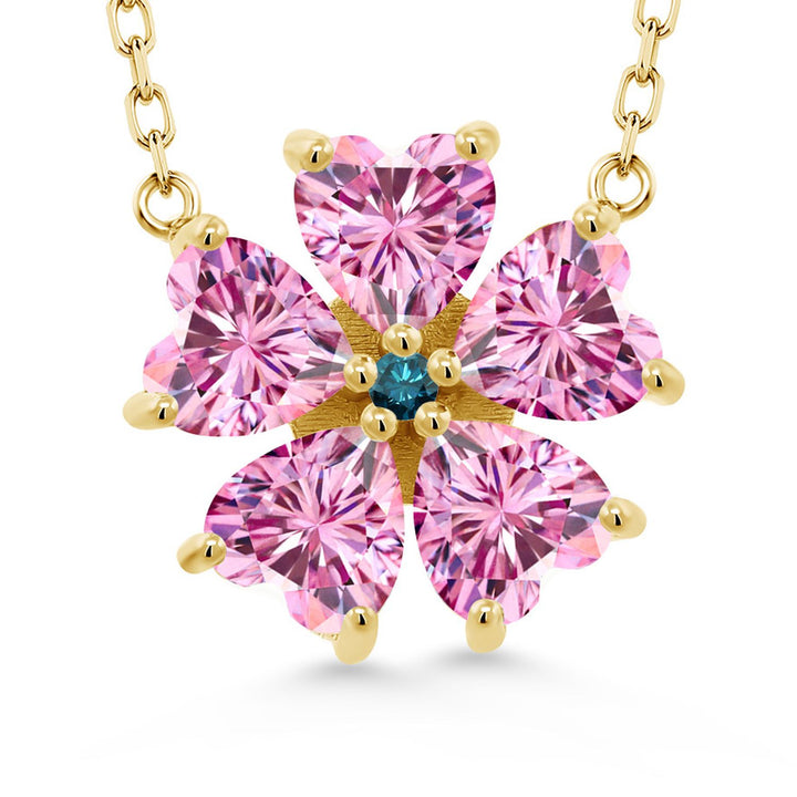 Pink Moissanite - April_925 Yellow Gold Plated Silver_Necklace in 925 Yellow Gold Plated Silver