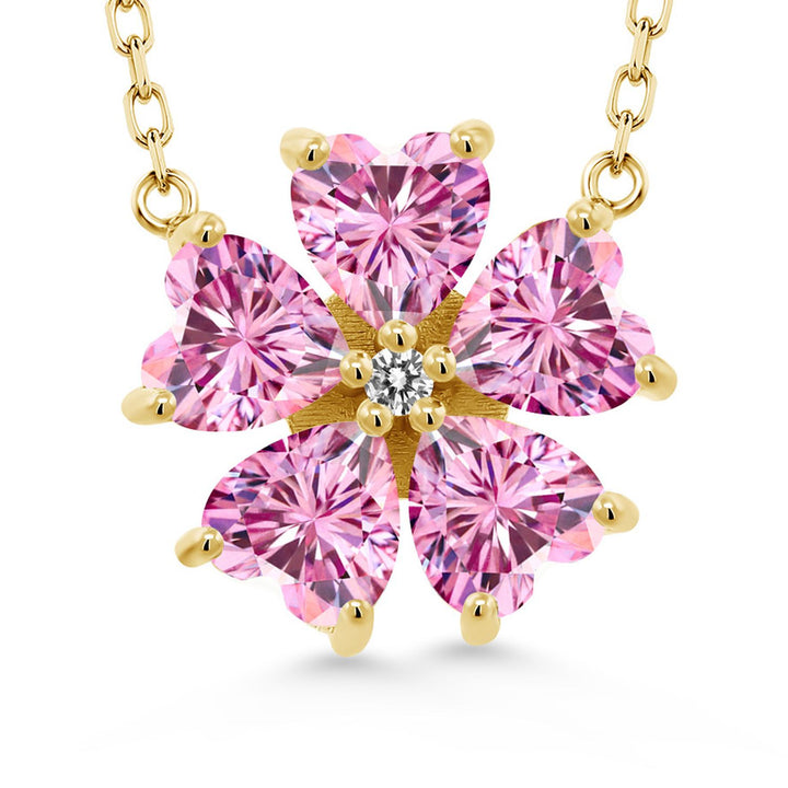Pink Moissanite - April_925 Yellow Gold Plated Silver_Necklace in 925 Yellow Gold Plated Silver