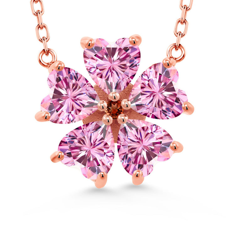 Pink Moissanite - April_925 Rose Gold Plated Silver_Necklace in 925 Rose Gold Plated Silver
