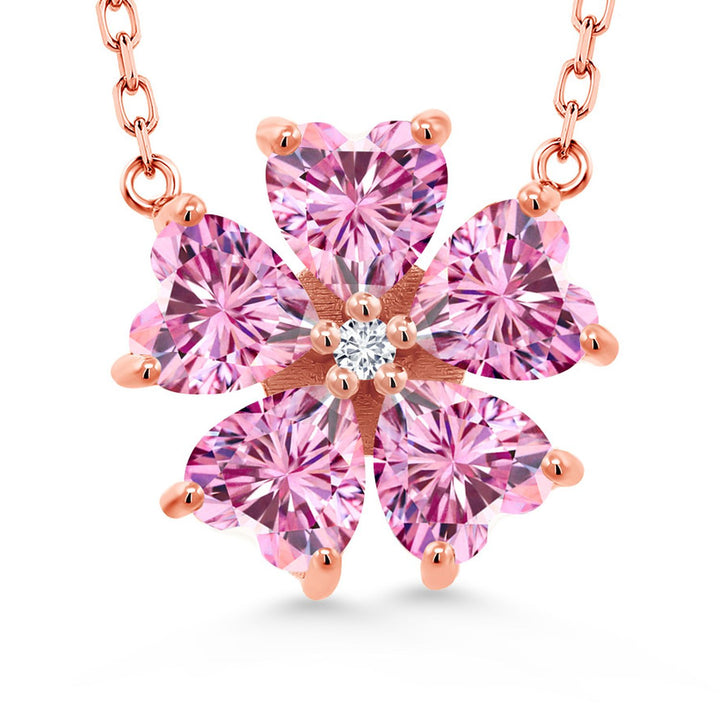 Pink Moissanite - April_925 Rose Gold Plated Silver_Necklace in 925 Rose Gold Plated Silver
