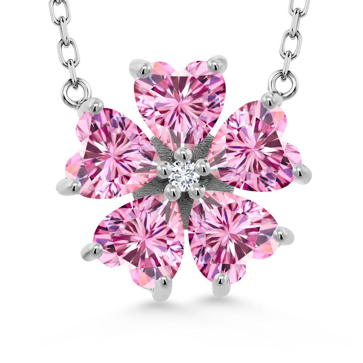 Pink Moissanite - April_925 Sterling Silver_Necklace in 925 Sterling Silver