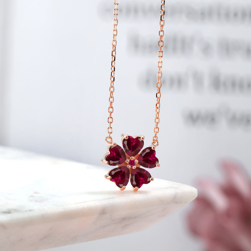 Created Ruby_925 Rose Gold Plated Silver_Necklace in 925 Rose Gold Plated Silver