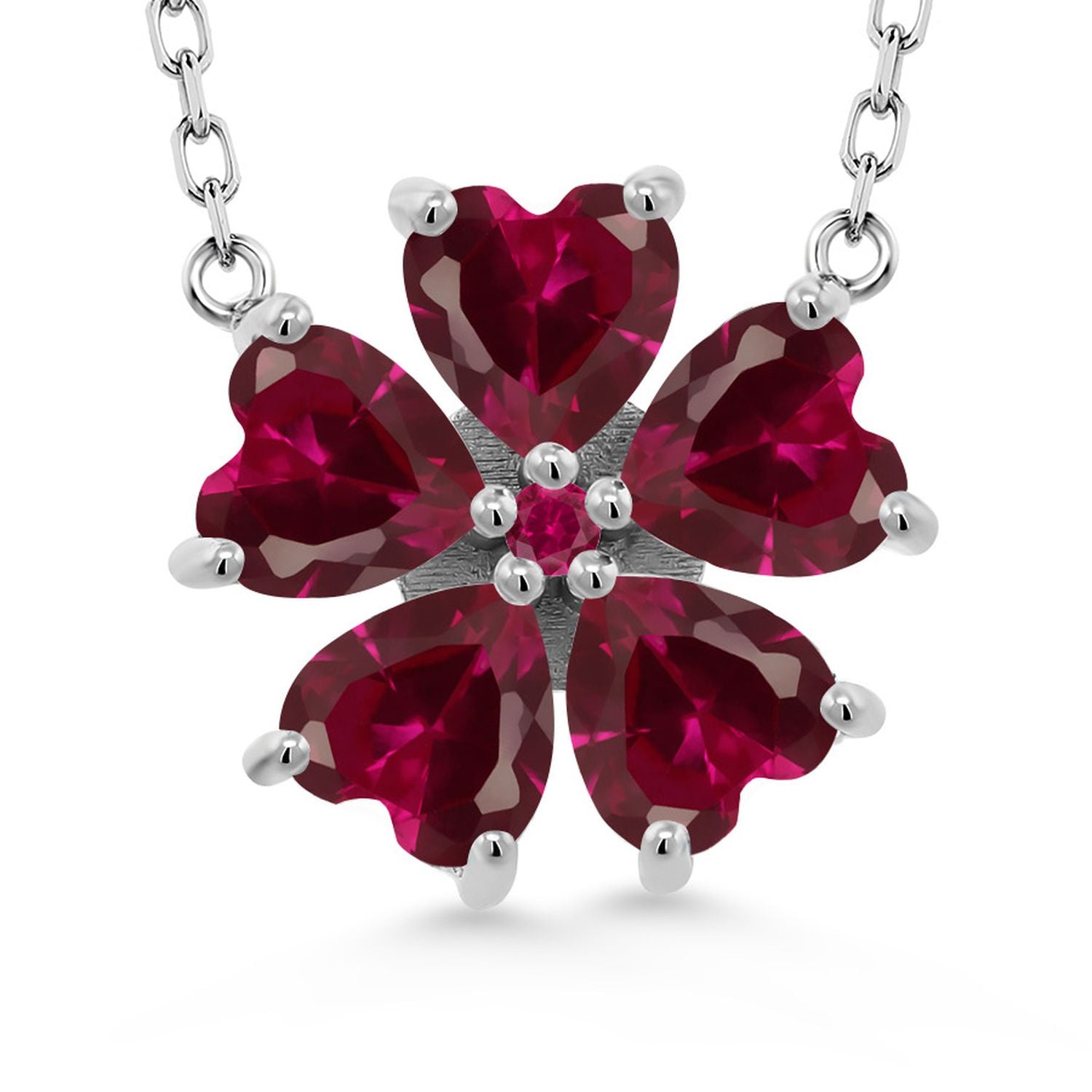 Created Ruby - July_925 Sterling Silver_Necklace in 925 Sterling Silver