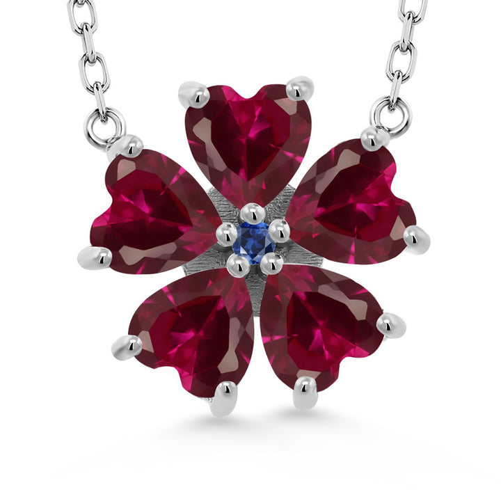 Created Ruby - July_925 Sterling Silver_Necklace in 925 Sterling Silver