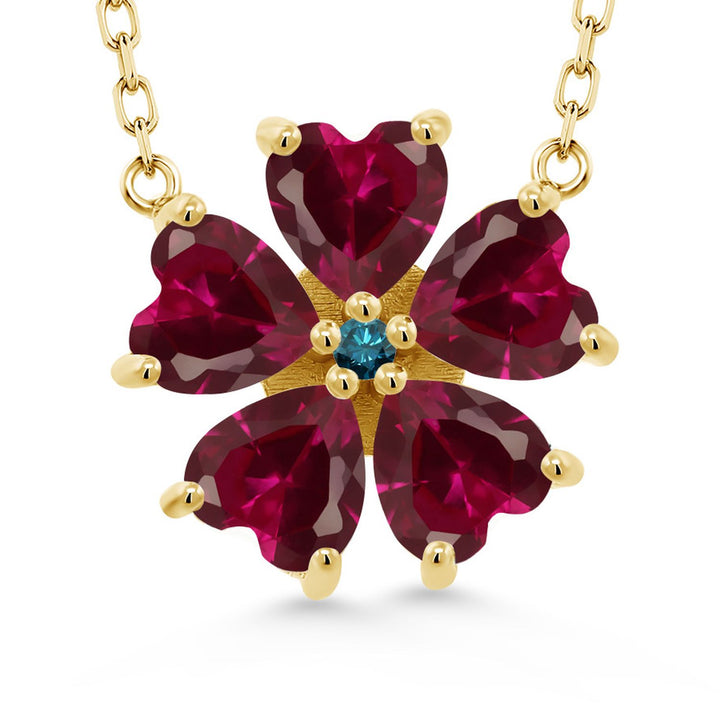 Created Ruby - July_925 Yellow Gold Plated Silver_Necklace in 925 Yellow Gold Plated Silver