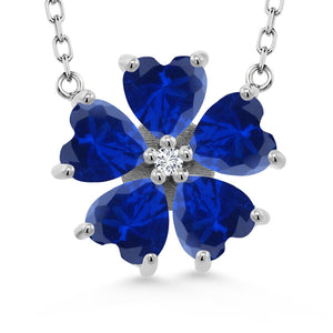 Created Sapphire and Lab Grown Diamond_925 Sterling Silver_Necklace in 925 Sterling Silver
