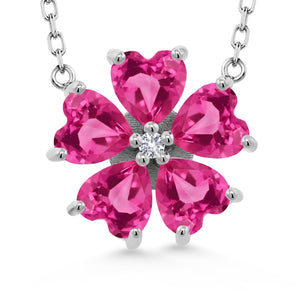 Created Sapphire_925 Sterling Silver_Necklace in 925 Sterling Silver