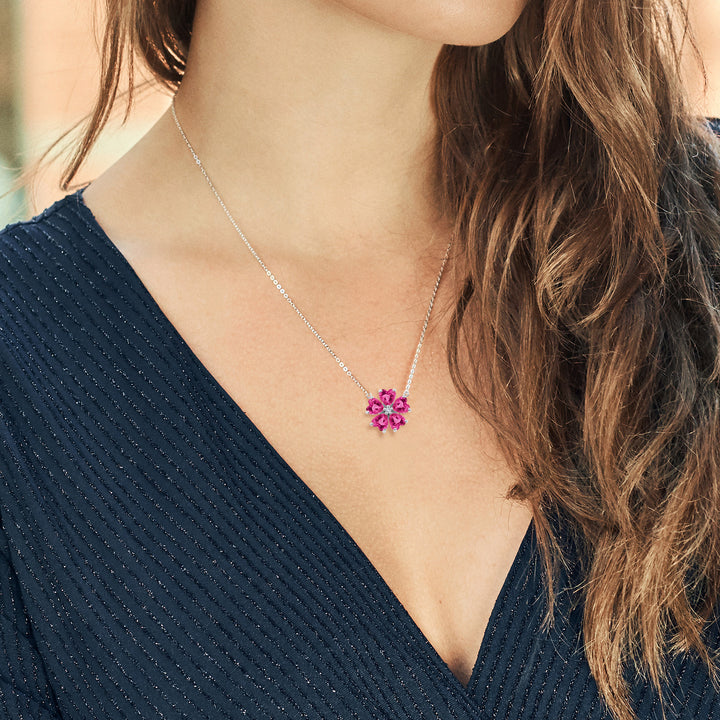 Created Sapphire_925 Sterling Silver_Necklace in 925 Sterling Silver