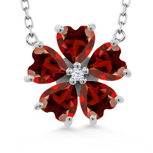 Garnet and Zirconia_925 Sterling Silver_Necklace in 925 Sterling Silver