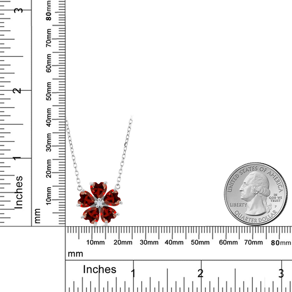 Garnet and Zirconia_925 Sterling Silver_Necklace in 925 Sterling Silver