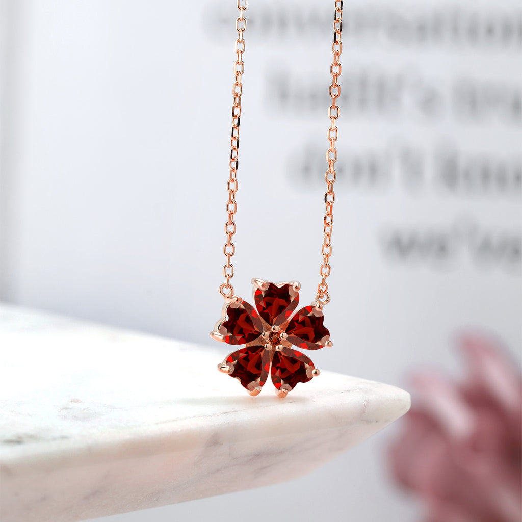 Garnet_925 Rose Gold Plated Silver_Necklace in 925 Rose Gold Plated Silver
